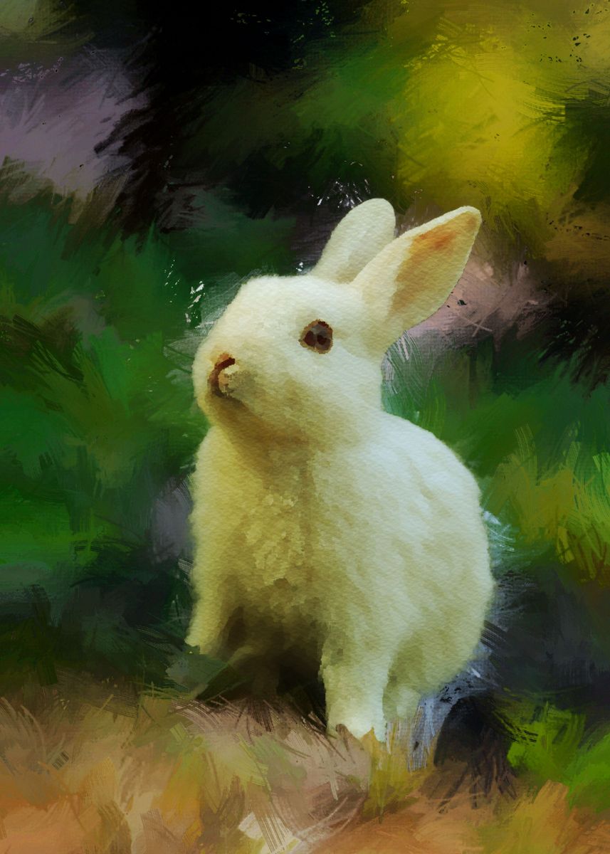 'White Rabbit Painted' Poster, picture, metal print, paint by Isaac ...