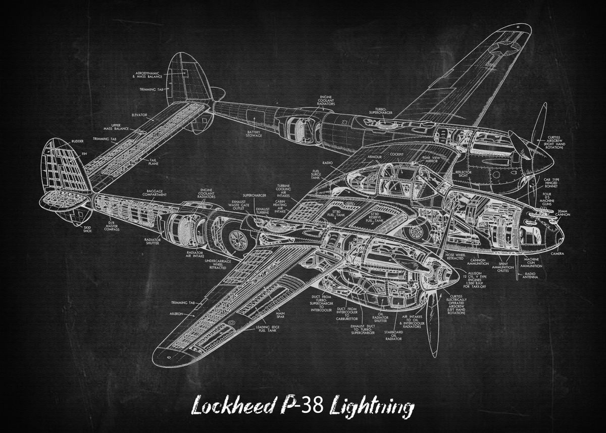 'Lockheed P38 Lightning' Poster by MICHAEL BRUNS PLATES | Displate