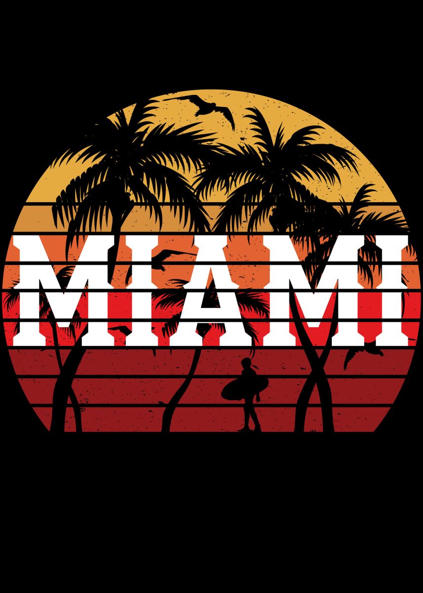 'Miami Palm Trees' Poster, picture, metal print, paint by Jens ...