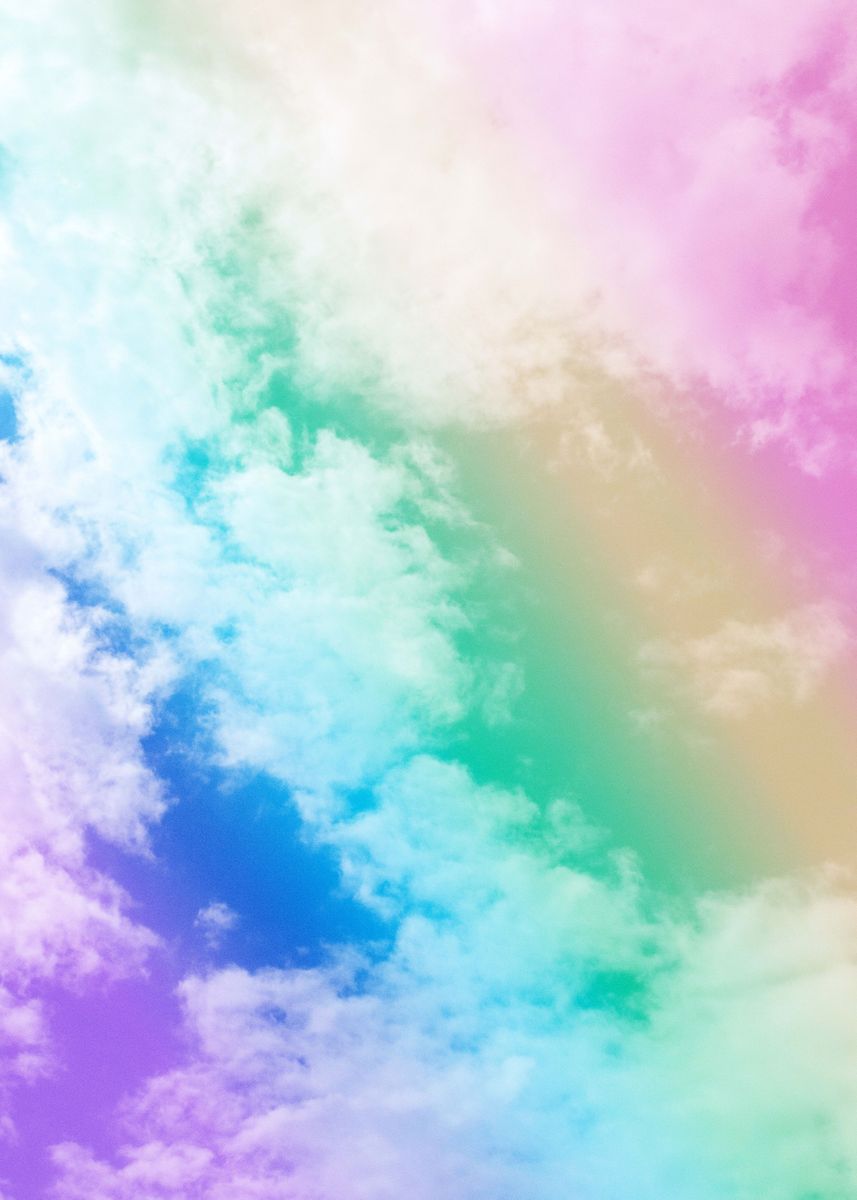 'Unicorn Rainbow Clouds 1 ' Poster, picture, metal print, paint by ...