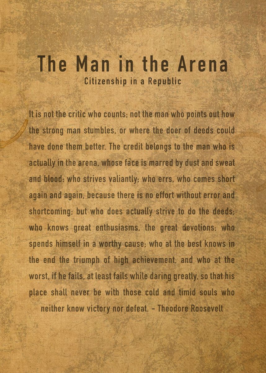 Verbazing Componeren dynamisch The Man in The Arena Quote' Poster by Design Turnpike | Displate