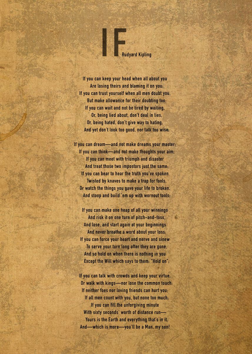 If Rudyard Kipling Poem' Poster by Design Turnpike | Displate