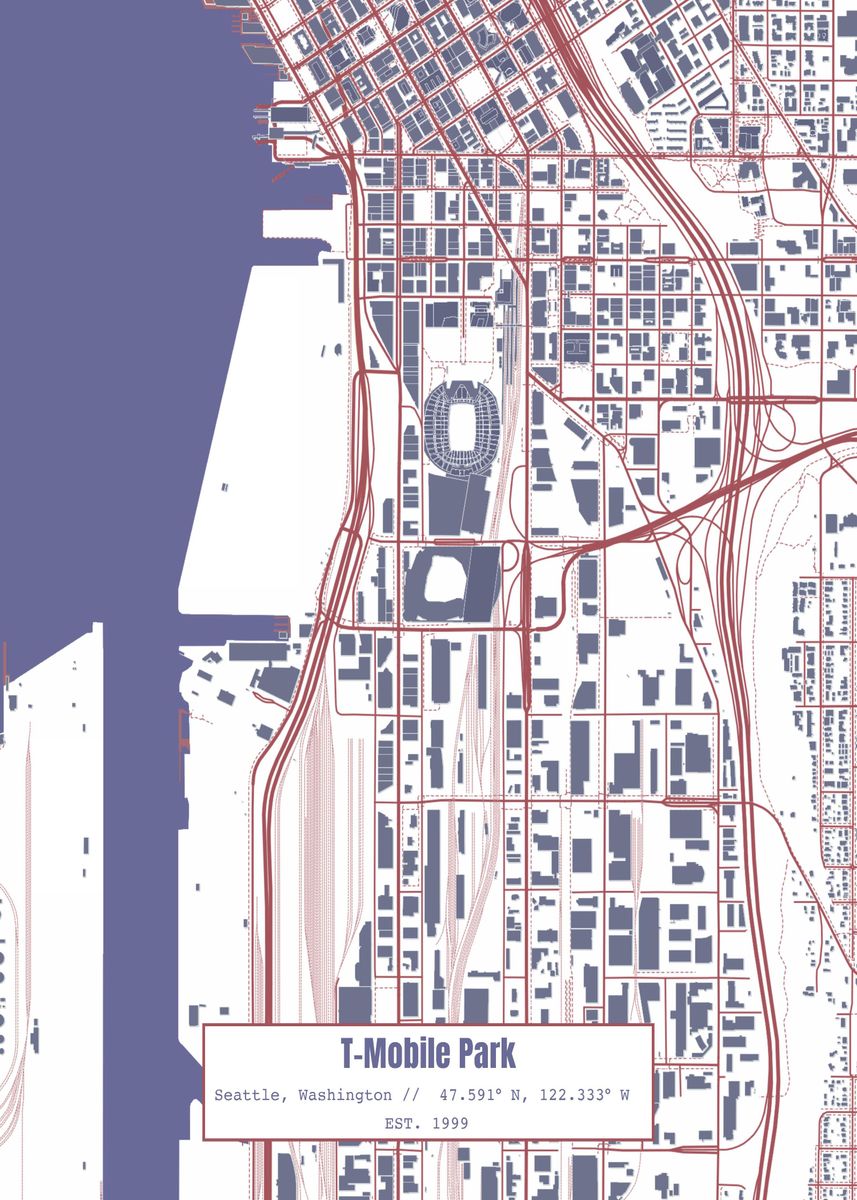 'TMobile Park Map' Poster, picture, metal print, paint by Benjamin