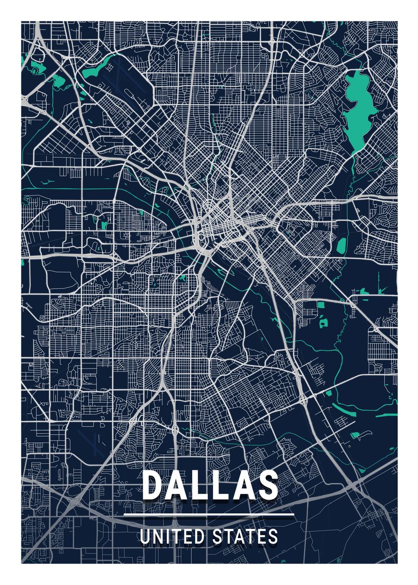 'Dallas Blue Dark Color' Poster by Tien Stencil | Displate