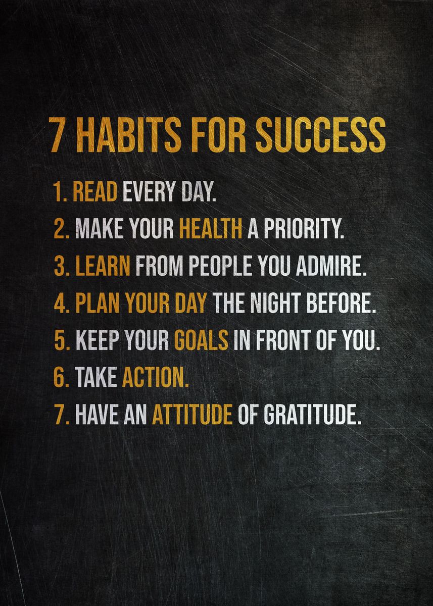 '7 Habits For Success' Poster, Picture, Metal Print, Paint By ...