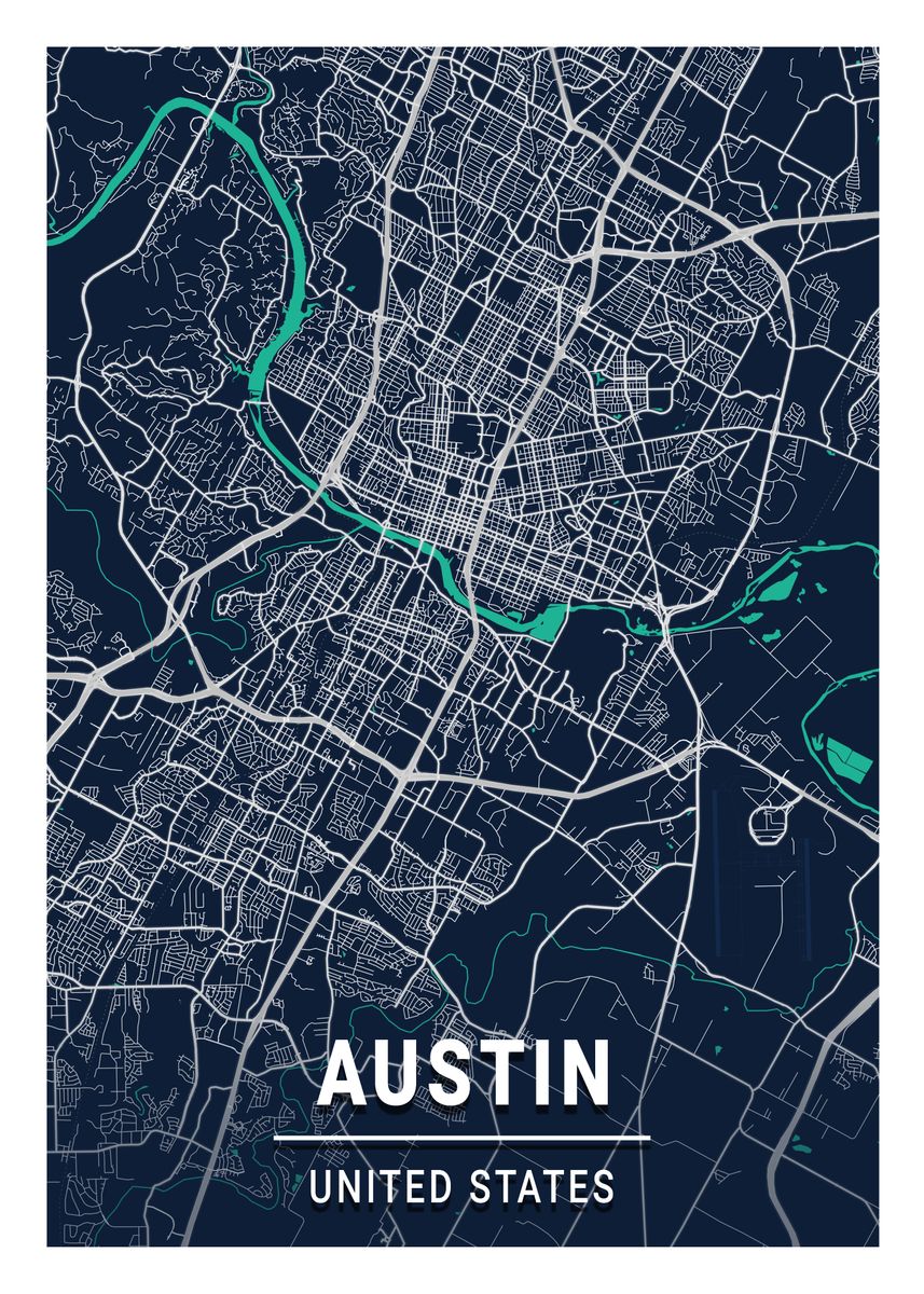 'Austin Blue Dark Color' Poster, picture, metal print, paint by Tien ...