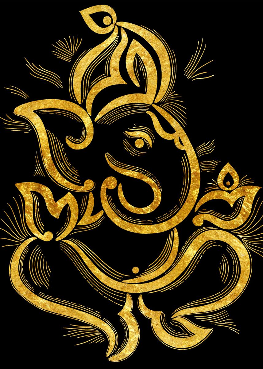 Ganesha Golden Outline' Poster by Umang Patel | Displate
