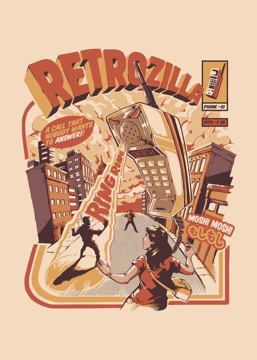 'Retro Phonezilla' Poster by Ilustrata  | Displate