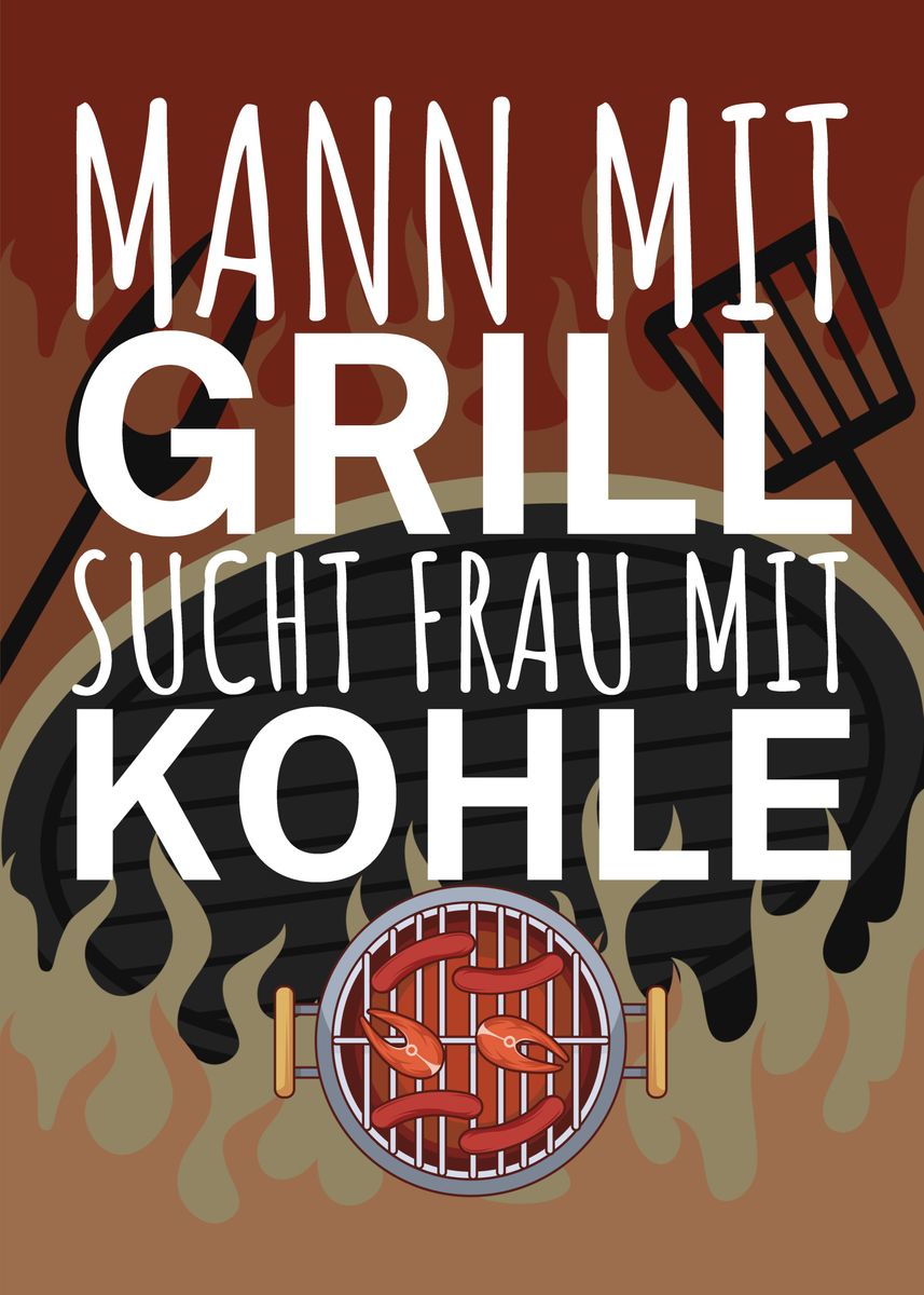 Mann Grill Frau Kohle Poster By Maxdesign Displate