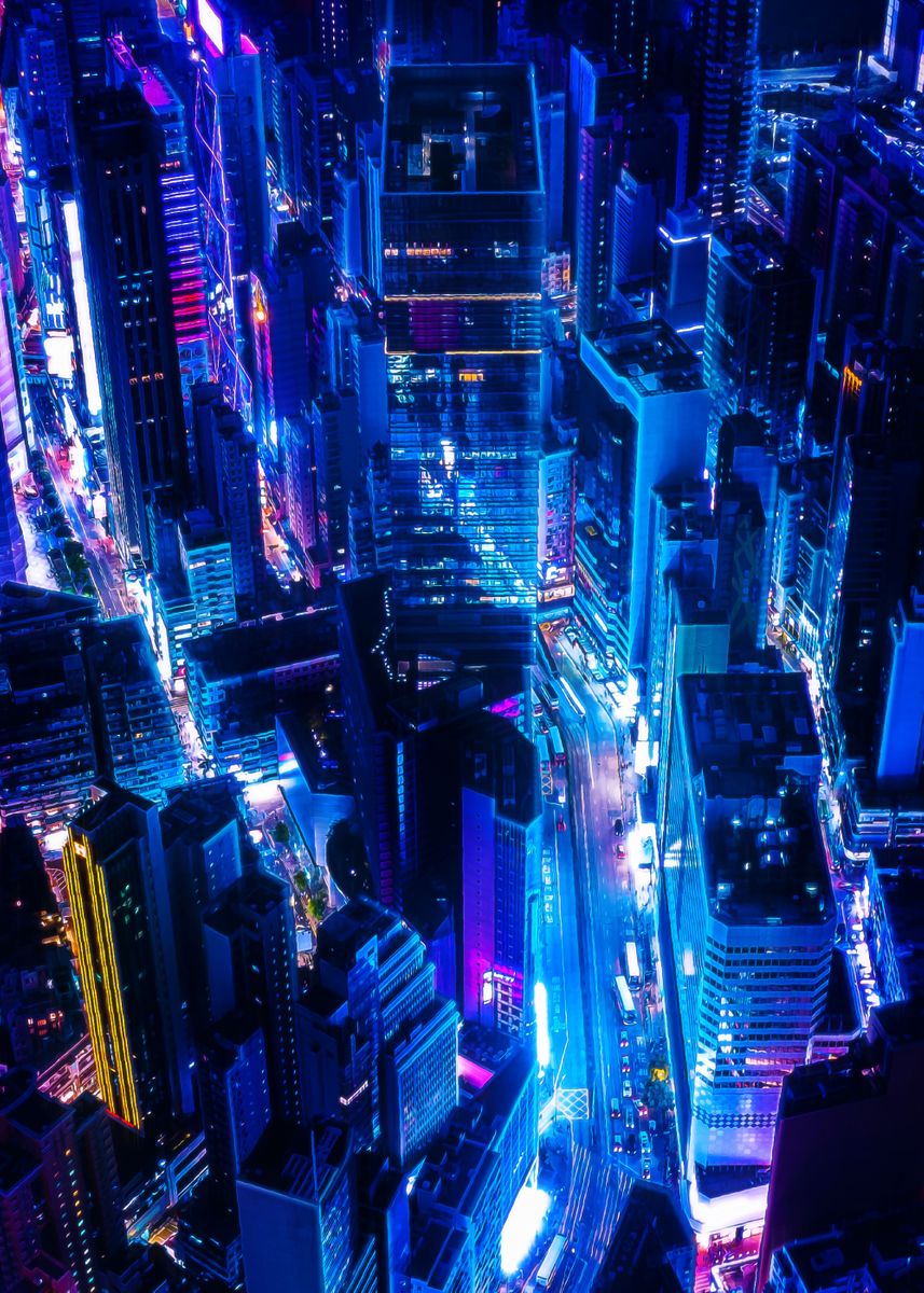 'Cyberpunk City Night' Poster, picture, metal print, paint by Ryu ...