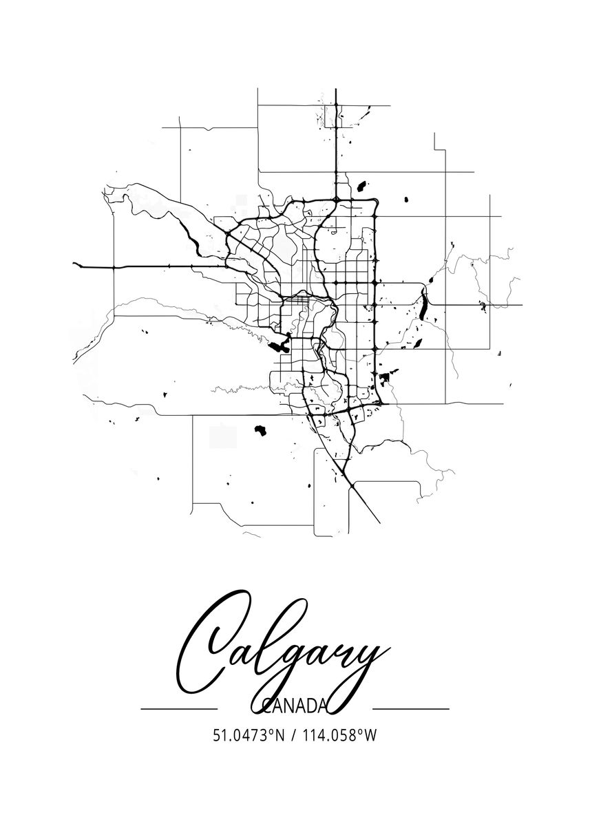 'calgary Area City Map' Poster, Picture, Metal Print, Paint By Tien 