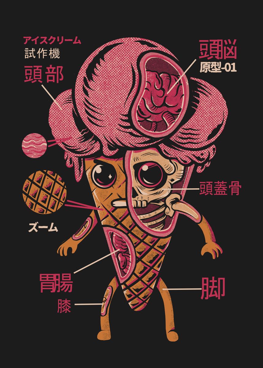 'Kaiju Ice Cream' Poster by Ilustrata  | Displate