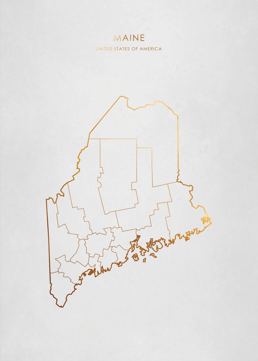 'Gold Maine State Map' Poster, picture, metal print, paint by Alo ...