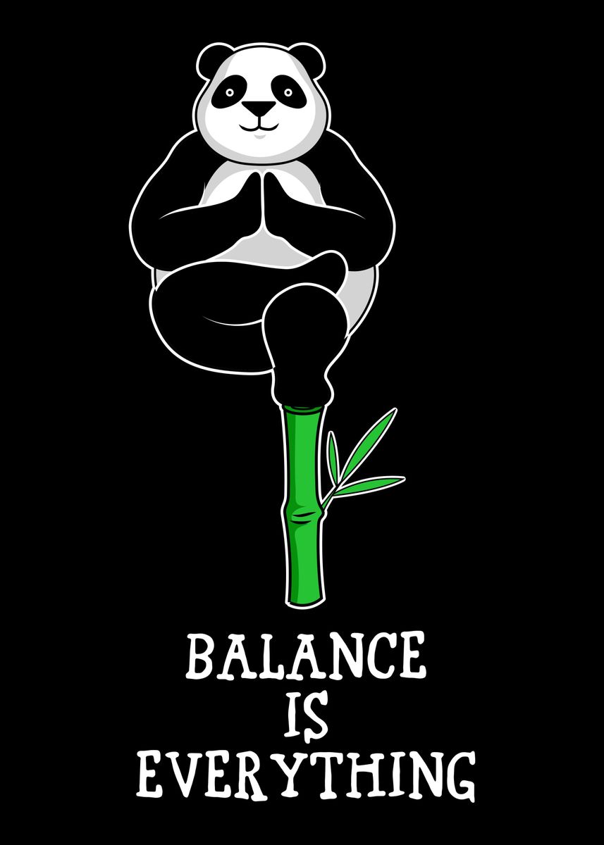'Panda Balancing On Bamboo' Poster, picture, metal print, paint by ...
