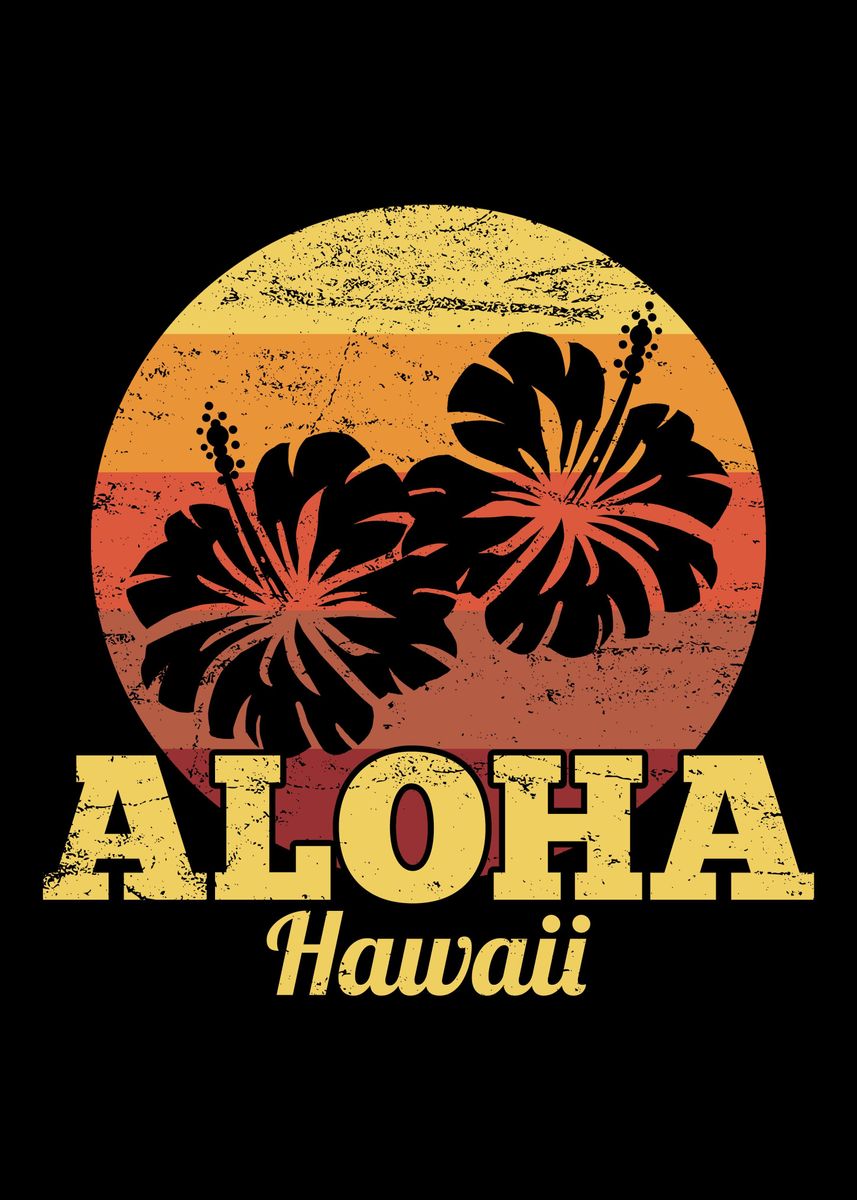 'Aloha Hawaii Summer Retro' Poster, picture, metal print, paint by ...