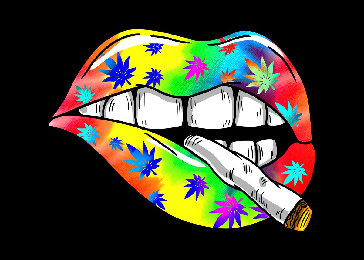 ‘Smoking Lips Marijuana’ Poster by BoredKoalas | Displate