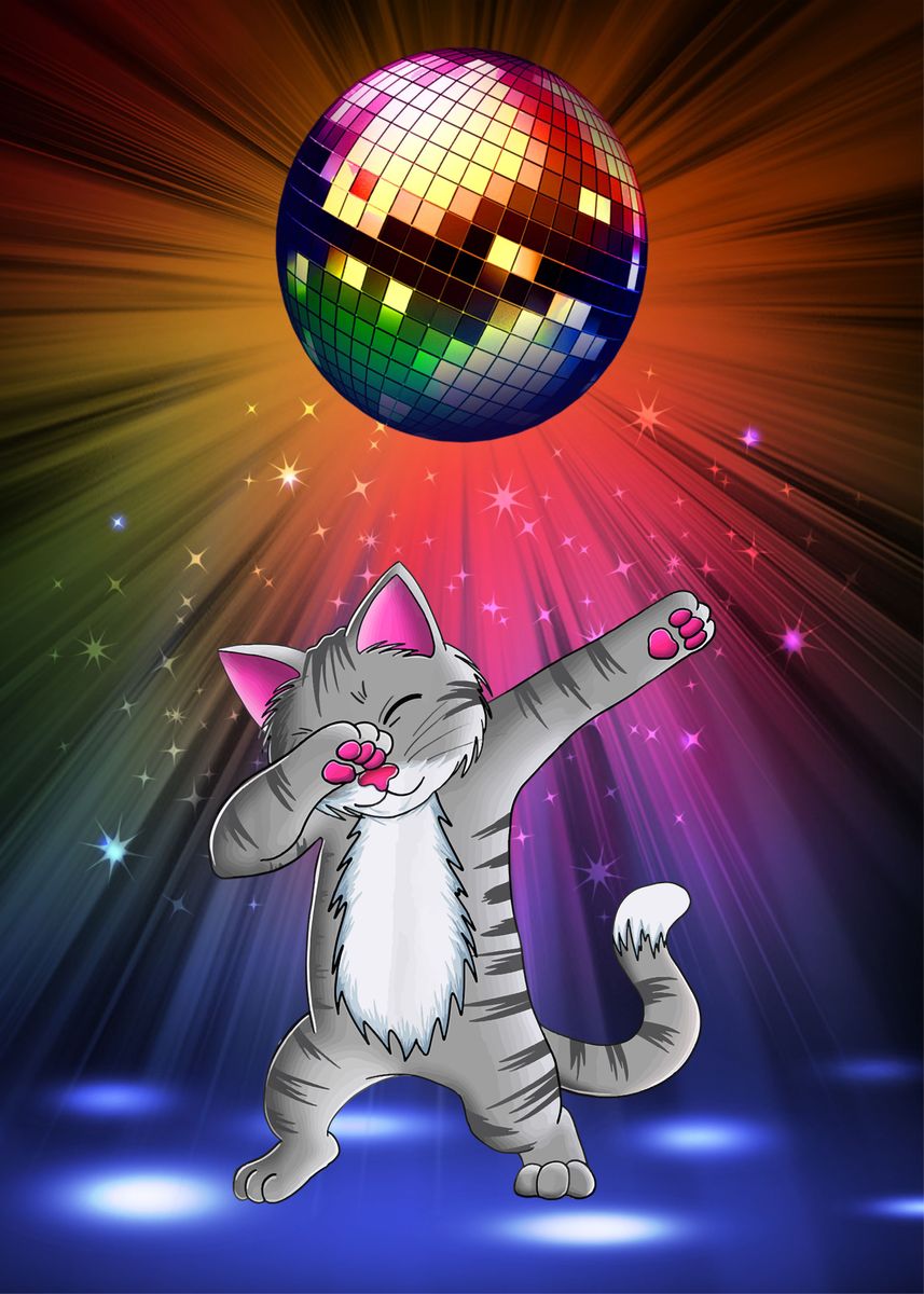 'Dancing Dabbing Disco Cat' Poster by Max Ronn | Displate