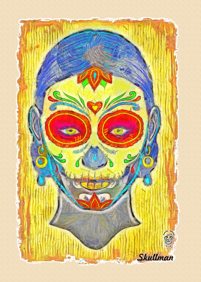 Catrina Sugar Skull Art Poster By John Shepherd Displate   37099917122f3dc2d1746e89837c0124 1641c4d7267f48093adb678a270691d0 