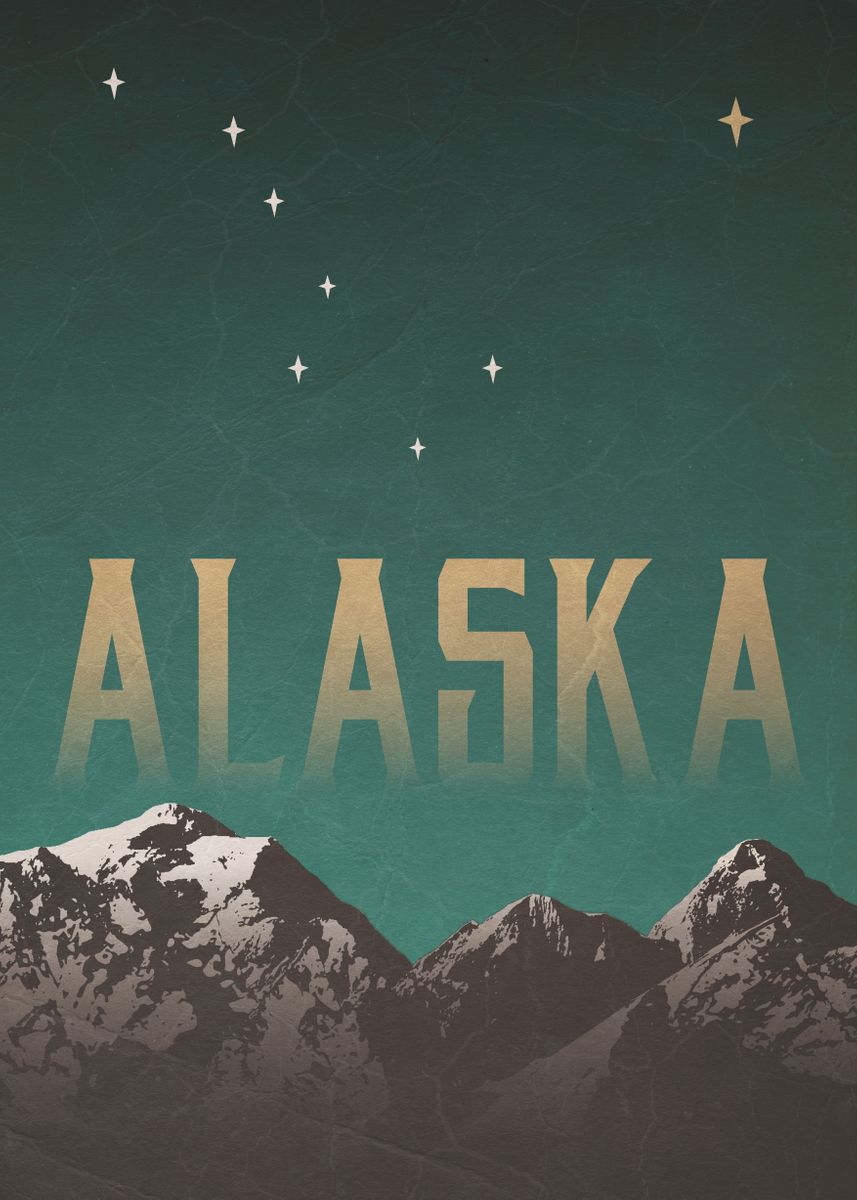 'Old Alaska Travel Postcard' Poster by StrangeFrontierArt | Displate