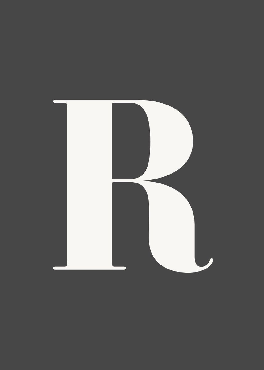 'Grey Letter R Print' Poster, picture, metal print, paint by ...