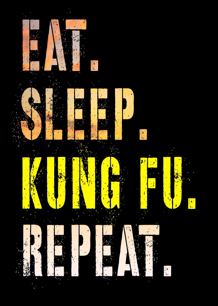 'Eat Sleep Kung Fu Repeat' Poster, picture, metal print, paint by ...