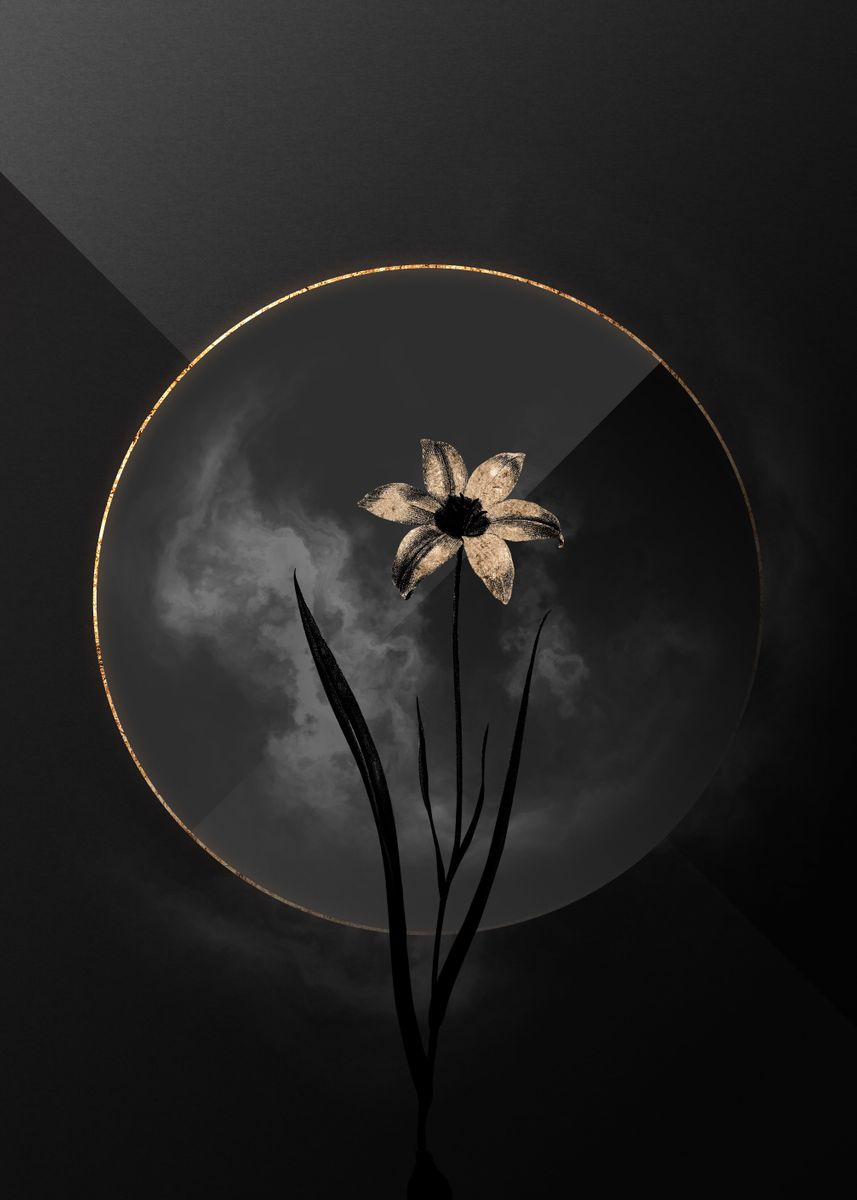'Tulip Black and Gold Art' Poster by Holy Rock Design Displate