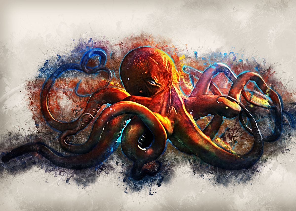 'Octopus Abstract' Poster by Brendon Lambert | Displate