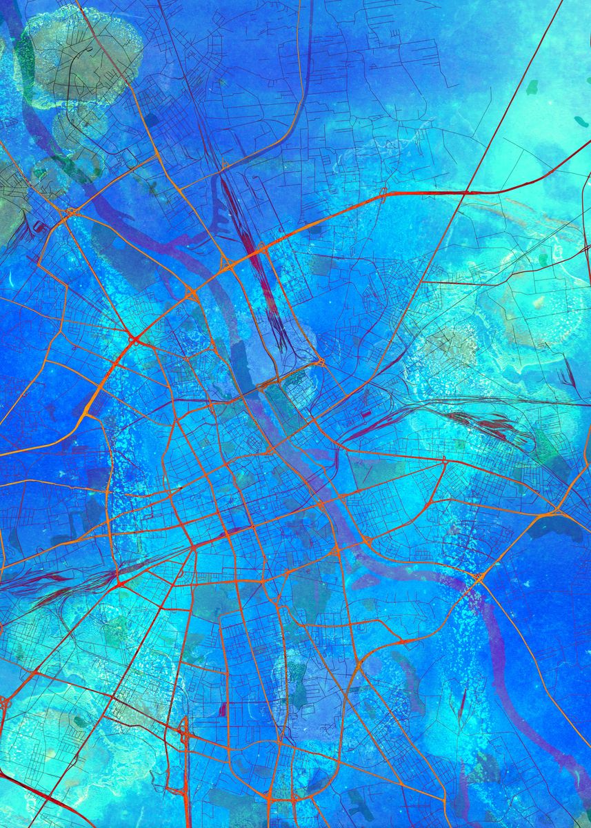 'Warsaw Street Map' Poster, picture, metal print, paint by Dany | Displate