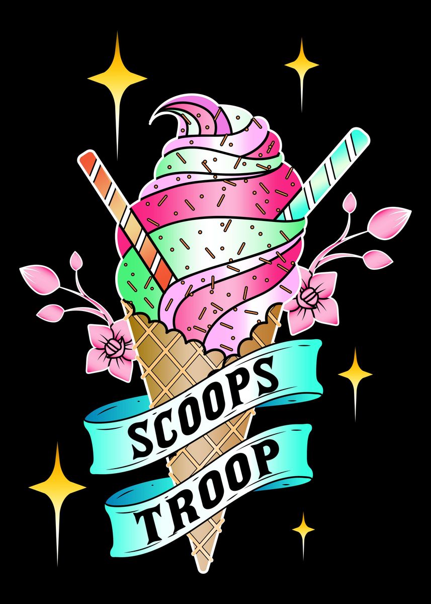 'Scoop Troop Ice Cream' Poster, picture, metal print, paint by
