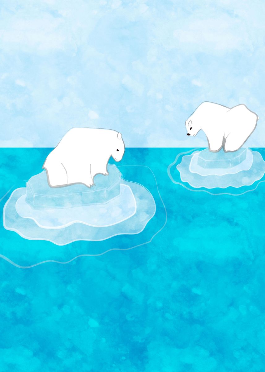 'Polar bears on ice' Poster by Nithid | Displate