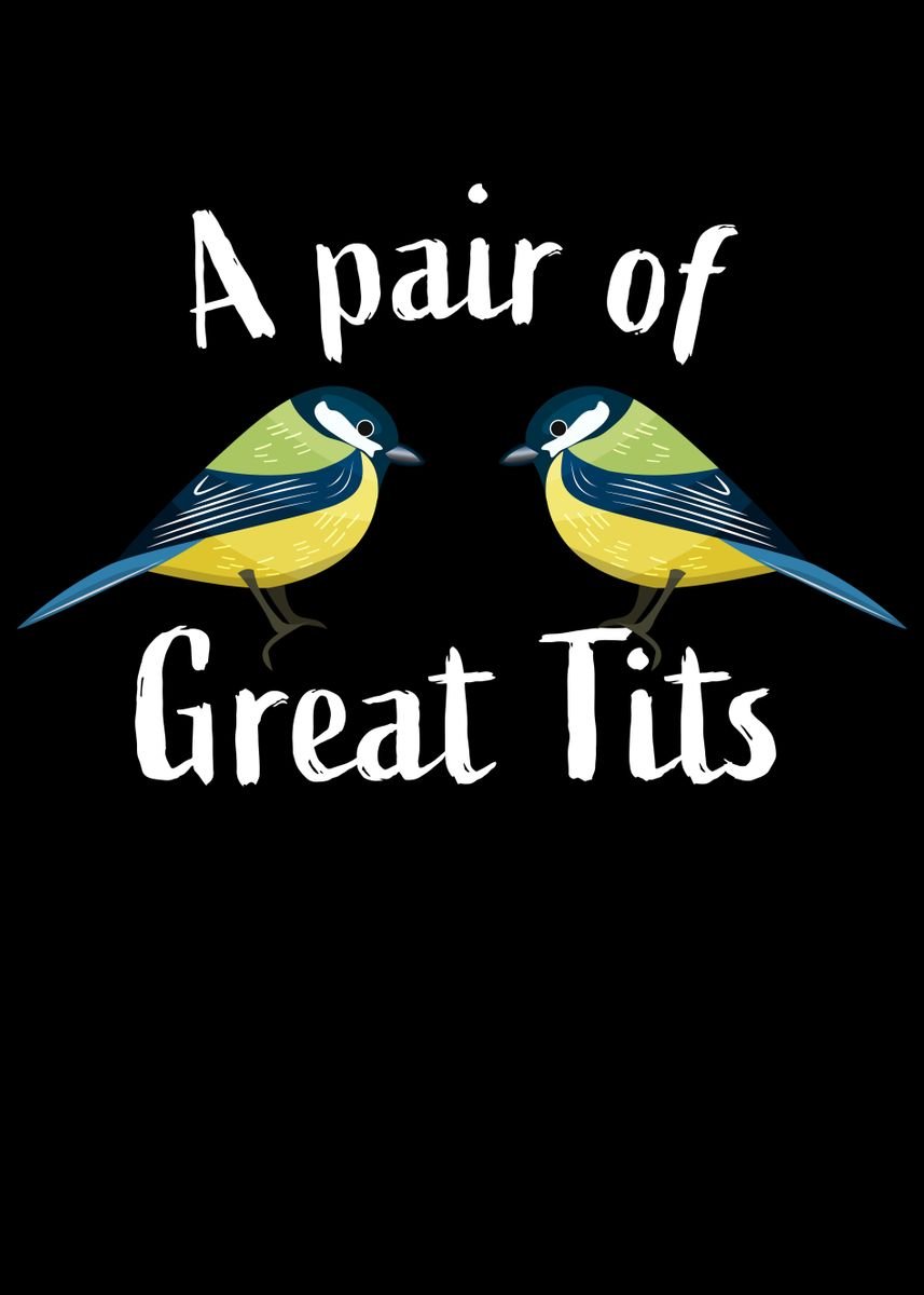 A pair of great tits ' Poster, picture, metal print, paint by Phil