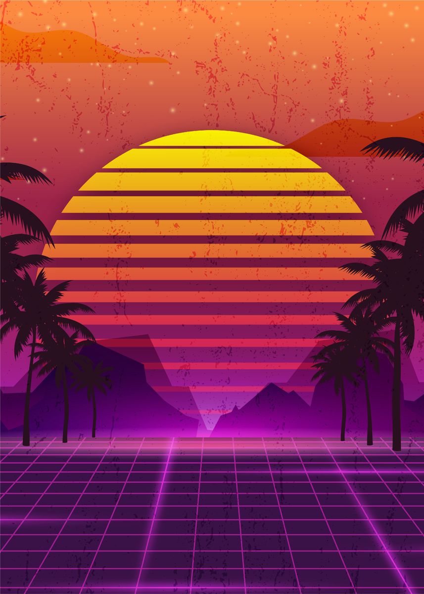 'Summer Sunset Synthwave' Poster by EDM Project | Displate