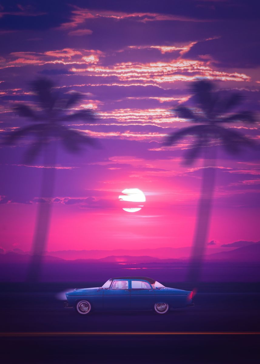 'Car 80s' Poster, picture, metal print, paint by VisualinBry | Displate