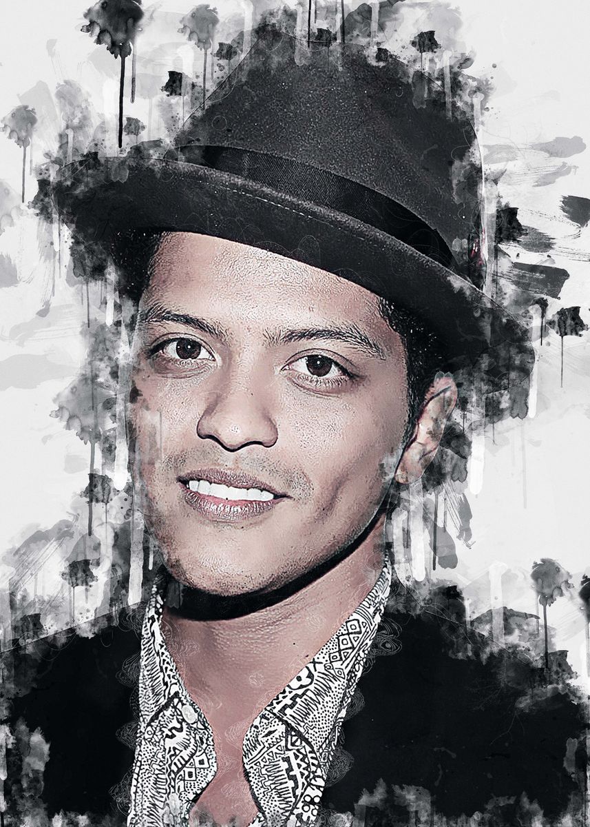 'Bruno Mars ' Poster, picture, metal print, paint by San Creative ...