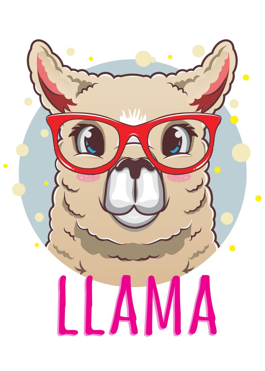 Милая лама с очками