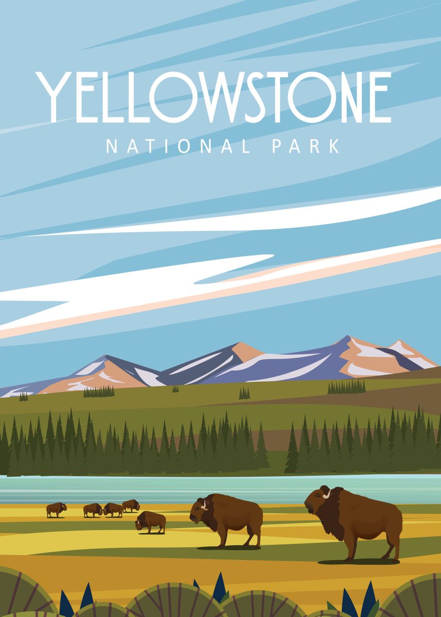 'Yellowstone national park ' Poster, picture, metal print, paint by ...