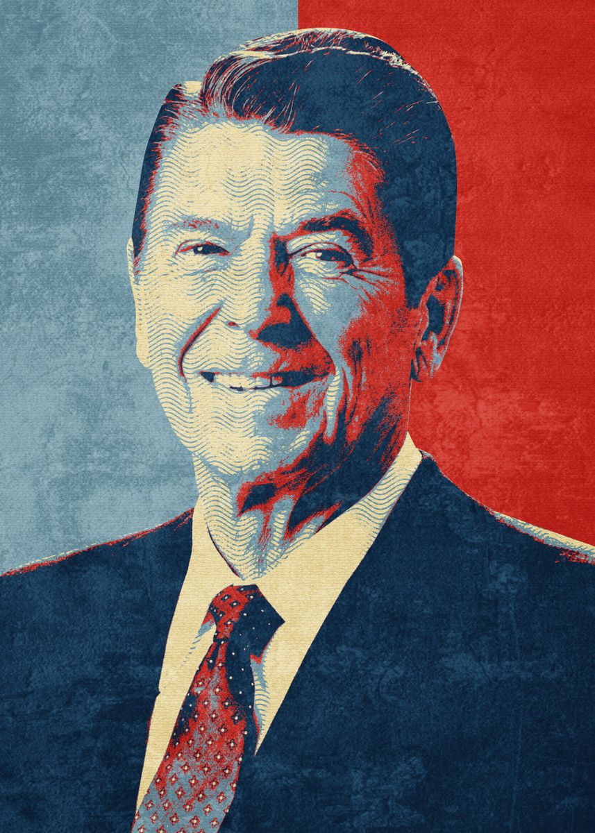 'Ronald Reagan ' Poster, picture, metal print, paint by Izmo Scribbles ...