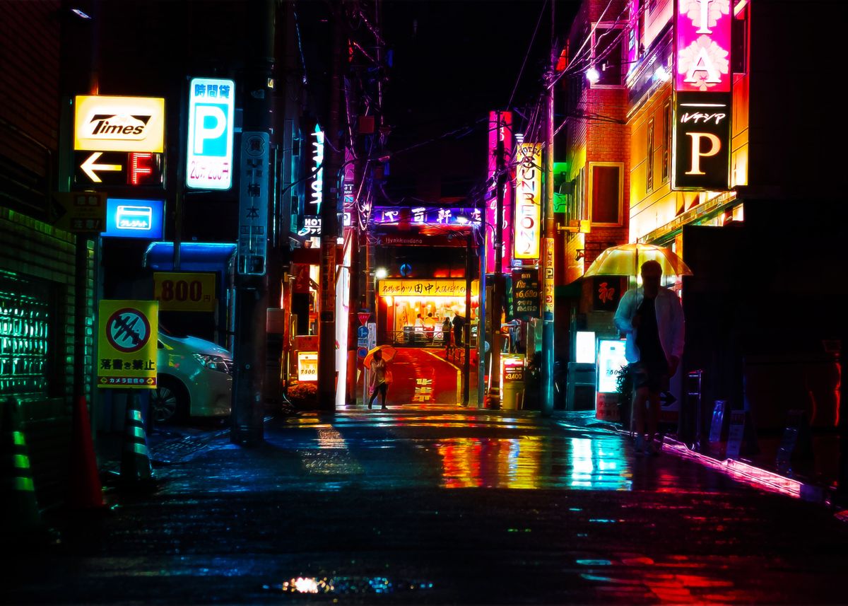 'Tokyo One Simple Street' Poster by Patrick Geiss | Displate