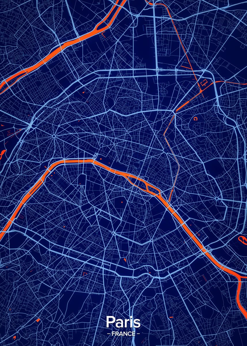 'Paris City Map' Poster by GISARTISTS Displate