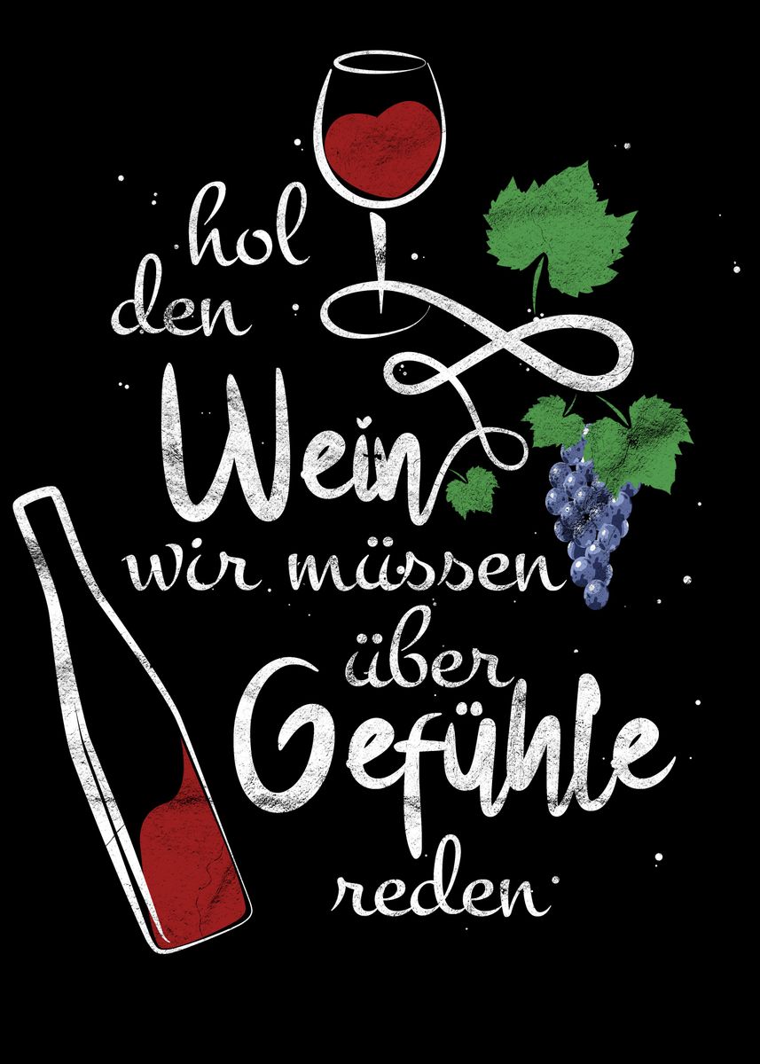 'Witziger Wein Spruch' Poster by dvdesign Displate