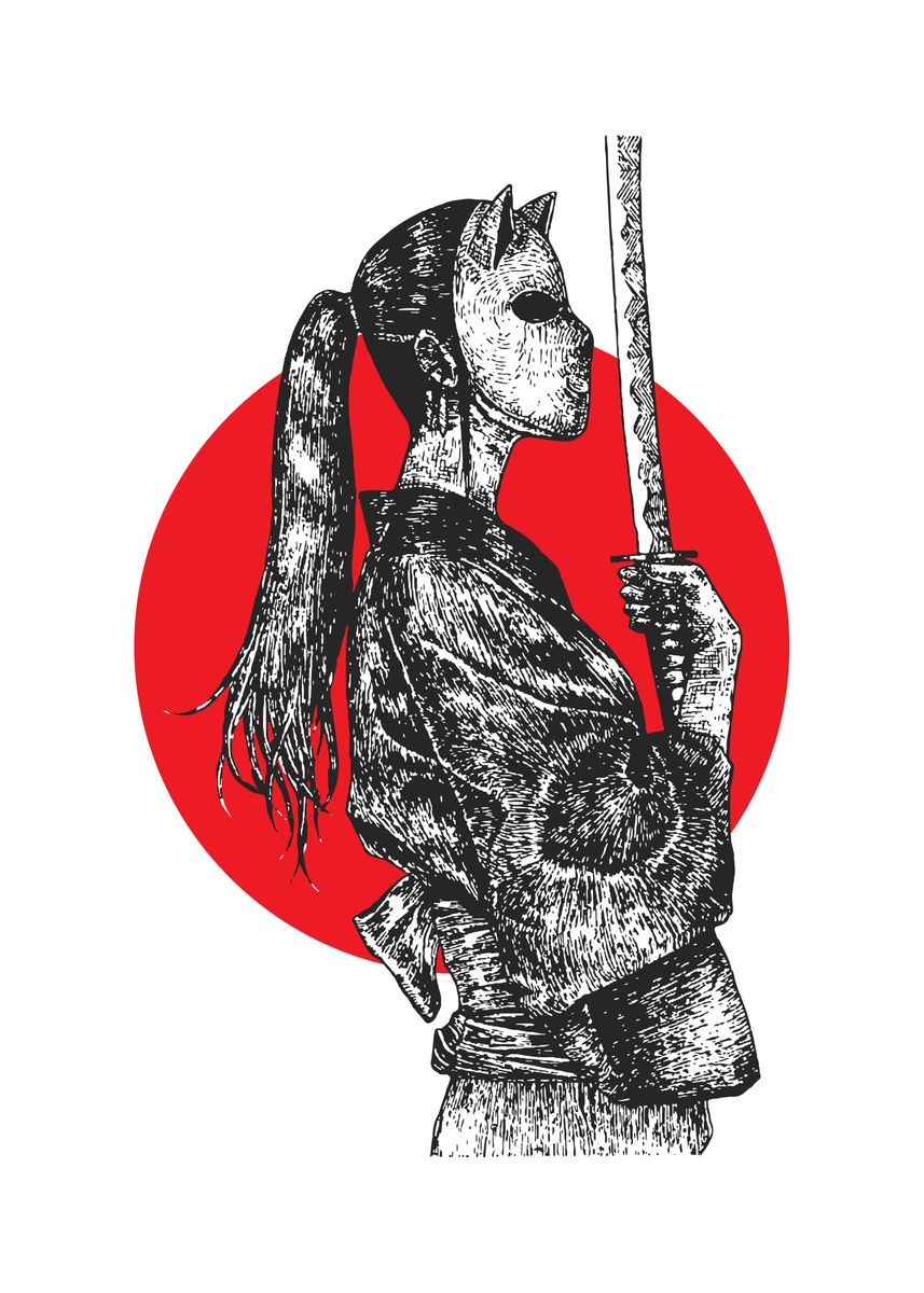 'Japanese masked women' Poster, picture, metal print, paint by