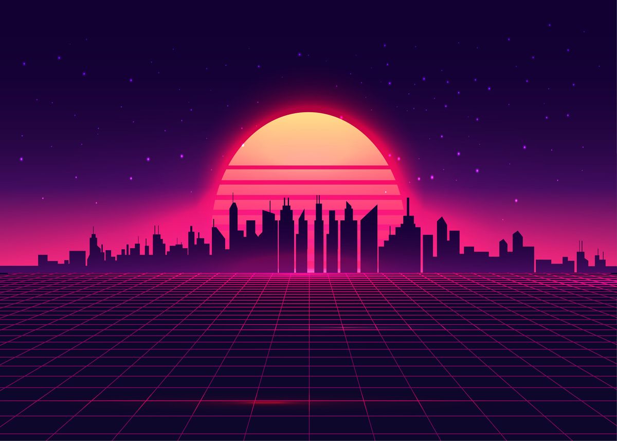 'Retro Neon Sunset' Poster by Designersen | Displate