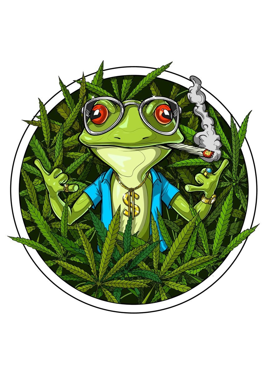 'Frog Smoking Weed' Poster, picture, metal print, paint by ...