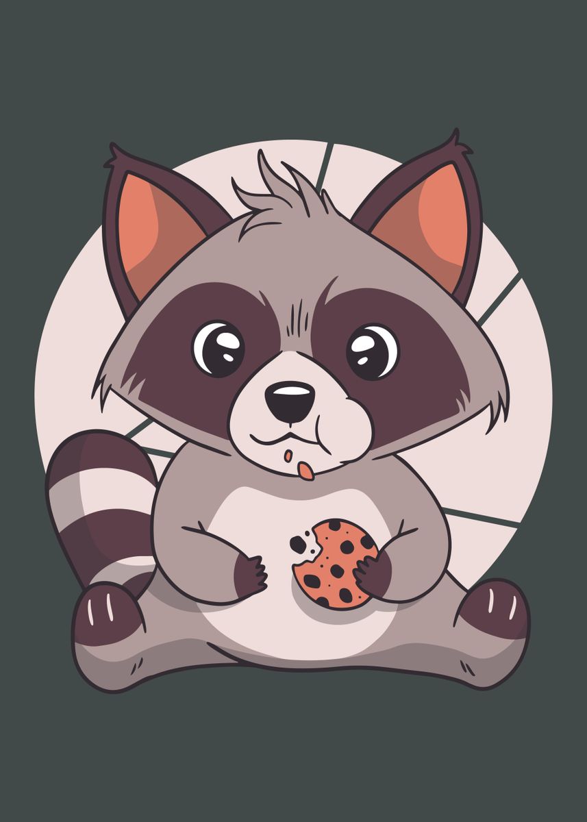 Trash Panda. cartoon cute funny retro raccoon face Art Print