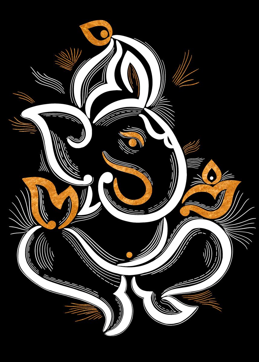 'Gold Ganesha' Poster, picture, metal print, paint by Umang Patel ...