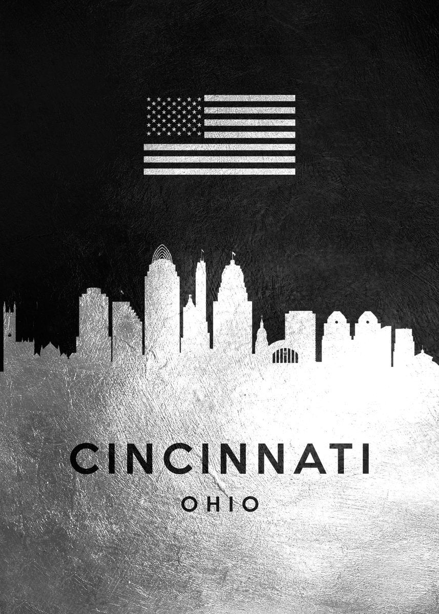 'Cincinnati Ohio Skyline' Poster, picture, metal print, paint by ...