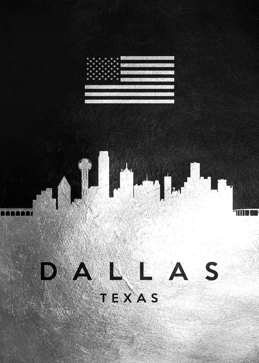 'Dallas Texas Skyline' Poster, picture, metal print, paint by ...