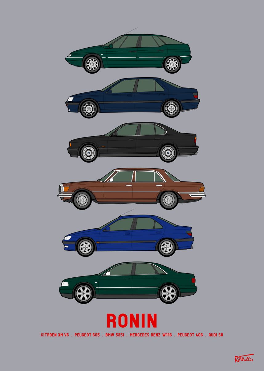 'Ronin Film Cars' Poster by Russell Wallis | Displate
