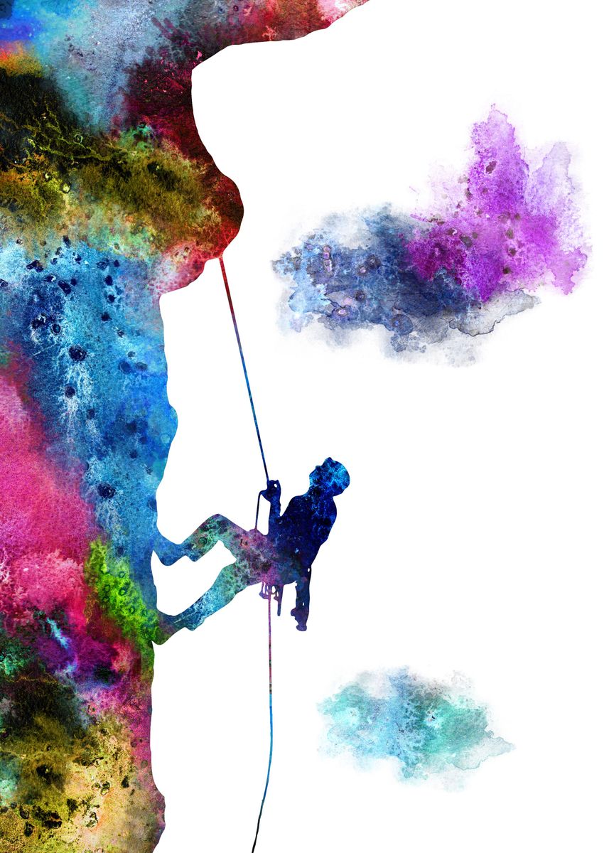 'Rock climbing ' Poster by RosaliasArt Displate