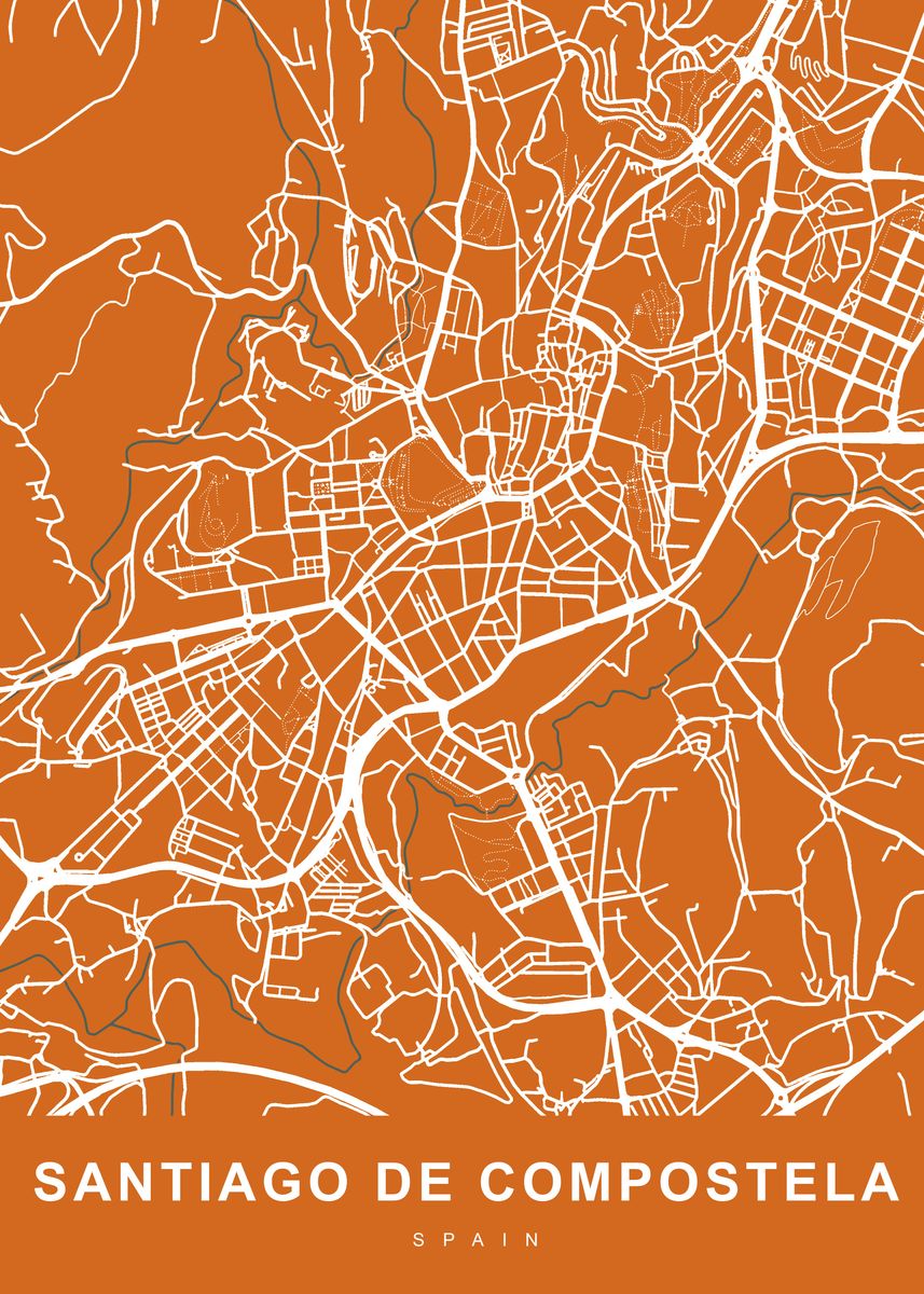 Santiago De Compostela Map Poster By Urbanmaps Displate